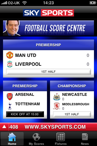 Sky Sports Football Score Centre