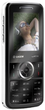 Sagem My411x candy bar mirrored mobile phone